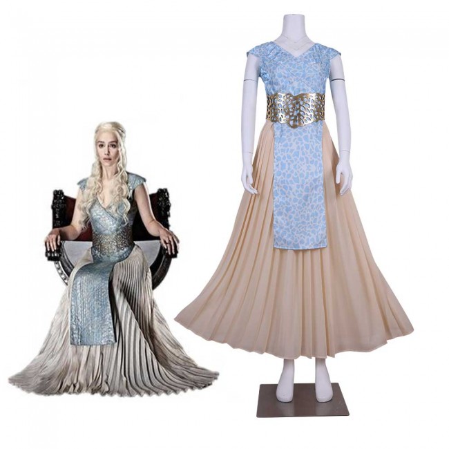 Juego de Tronos Daenerys Targaryen luz azul y gris vestido cosplay MOC0012  – 